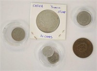 Six vintage Chinese coins