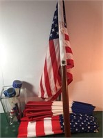 Patriotic items including flag