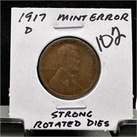 1917-D WHEAT PENNY CENT ROTATED DIES