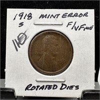 1918-S WHEAT PENNY CENT ROTATED DIE ERROR