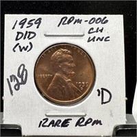 1959-D/D WHEAT PENNY CENT RPM-006 UNC RARE RPM