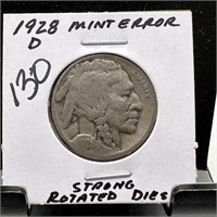 1928-D BUFFALO NICKEL STRONG ROTATED DIES