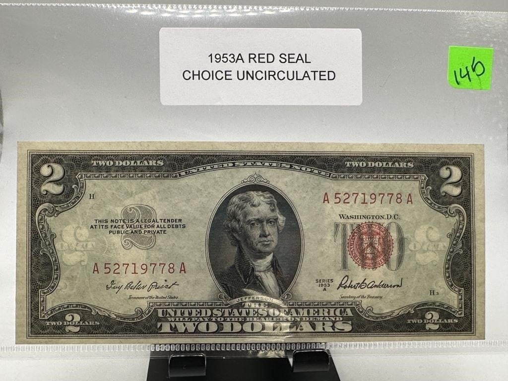 1953-A $2 RED SEAL UNC CURRENCY NOTE