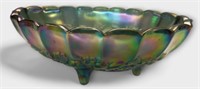 Three Footed Carnival Glass Fruit Bowl