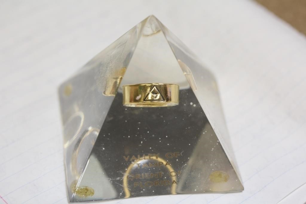 Lucite Triangle Paperweight