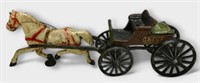 Antique Cast Iron Horse & Buggy Marked Chief PD