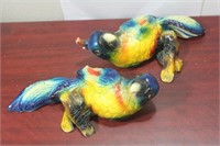 A Pair of Ceramic or Chalk Parrots