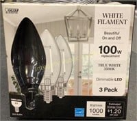 Feit Electric 100W White Filament Bulbs E12