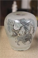 Vintage Chinese Reverse Painting on Glass Jar