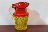 A Cranberry and Amber Small Glass Pitcher