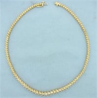 3ct TW Graduated Diamond Necklace in 14K Yellow Go