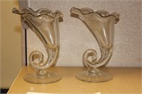 Set of 2 or Pair of Conicopia Glass Vases