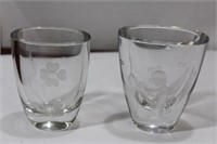 A Lot of Two Small Etched Glass Vases