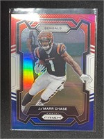 JA'MARR CHASE  2023 RED WHITE AND BLUE PRIZM CARD