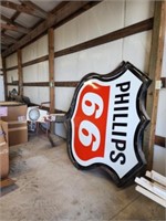 Phillips 66 Sign w/Pole, Frame, Light &  Gas Price