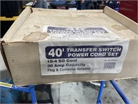 40’ transfer switch power cord. 10-4 SO cord,