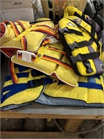 Stack of life jackets