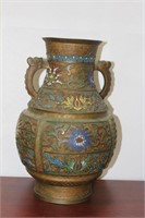 An Antique Japanese Bronze Champleve Vase