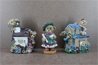 Vintage Teddy Bear Cottages & Teddy Bear Figurine