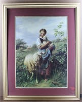 1866 Shepherdess Johann Hofner Print Framed