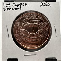 1OZ COPPER BULLION ROUND DRAGON