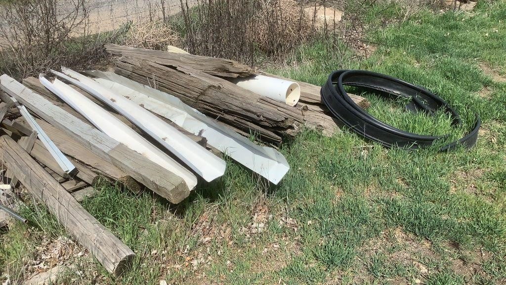 Pile Distressed Wood, Rain Gutter PVC, Misc