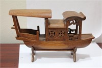 A Chinese Wooden Boat with Stand