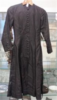 Vintage black linen dress coat