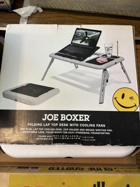 Joe boxer folding laptop desk with cooling fan