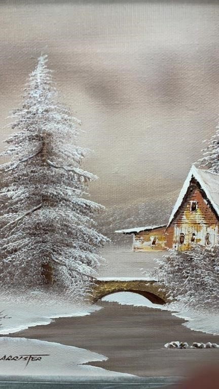 Original Oil on Canvas by Barrister Winter Scene