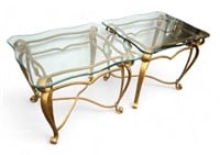 Pair of Tables w/ Bevelled Glass Tops.