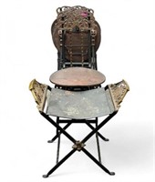Lot of Art Nouveau Folding Chairs and Footstool.