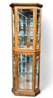 Wood Corner Display Cabinet w/ Glass Shelves.