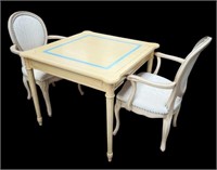 French Style Game Table w/ Upholstered Chairs.