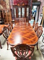 Large Mahogany Dining Set - Table, Chairs, Cabinet