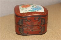 Vintage Chinese Lacquer and Porcelain Box