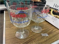 2 - Hamms Beer glasses