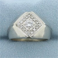 Diamond Modern Geometric Cluster Ring in 14k White