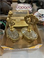 Vintage perfume bottles and jewelry box