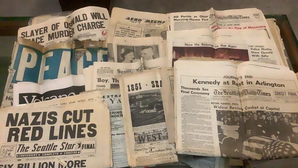 Lot Of Vintage Newspapers WWII, Kennedy