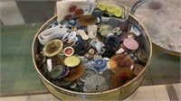 Round Tin Full Of Vintage Buttons