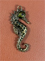 Seahorse Pendant Green and Gold