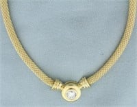 Italian Diamond Solitaire Necklace in 14k Yellow G