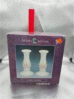 Set of vintage candle holders still in box