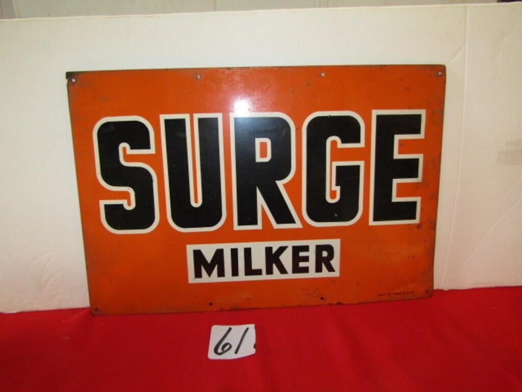 METAL SURGE MILKER SIGN 12 X 18 A M D CO.
