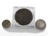 3 Silver U.S. & Foregin Coins