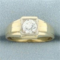 Mens Antique Old European Diamond Solitaire Ring i
