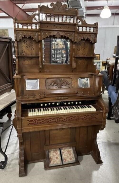 Antique Oak Victorian Pump Organ