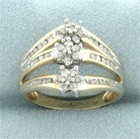 Flower Design Diamond Ring in 10k Yellow Gold