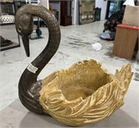 Vintage Chapman Resin and Brass Swan Planter
